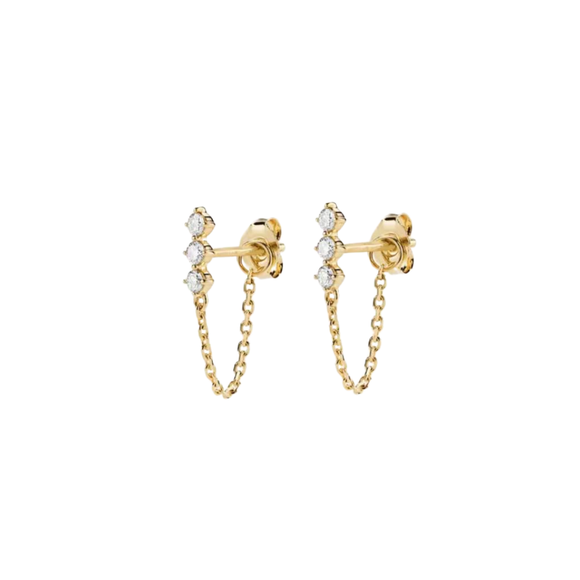 Tri Diamante & Chain Studs