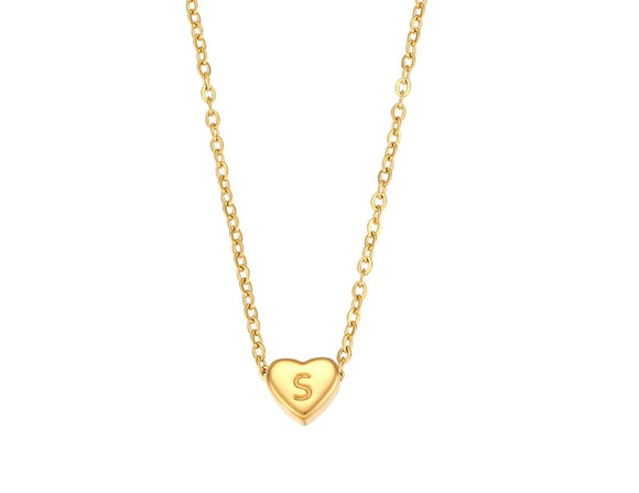 Golden Heart Initial Necklace