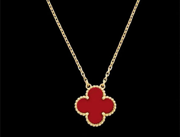 Dark Red Clover Necklace