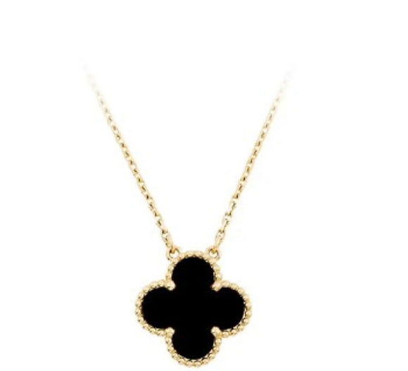 Gold & Black Clover Necklace