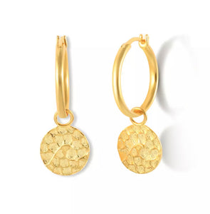 Textured Disc Drop Hoops